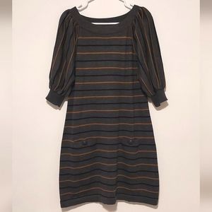 Jessica Howard Women's Striped Knit Balloon Sleeved Midi Dress EUC Size XL